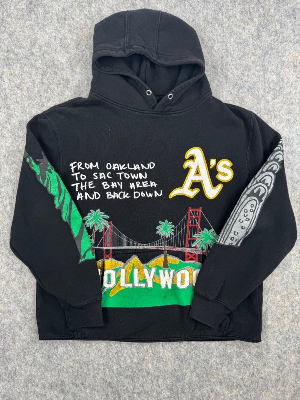 Homme + Femme Hoodie Sz M Double Sided Graphic NY Hollywood